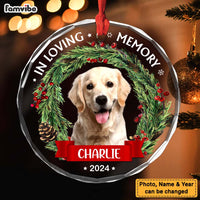 Personalized Christmas, Memorial Gift Custom Photo In Loving Memory Circle Glass Ornament 35161 thumb 1