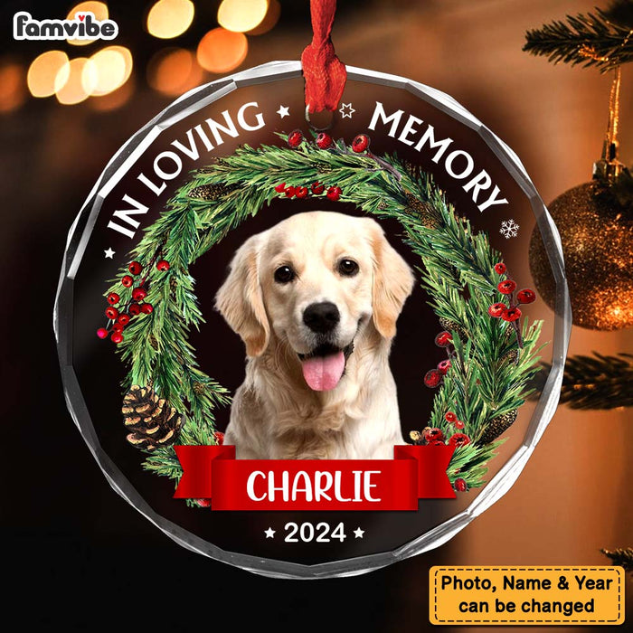 Personalized Christmas, Memorial Gift Custom Photo In Loving Memory Circle Glass Ornament 35161 1