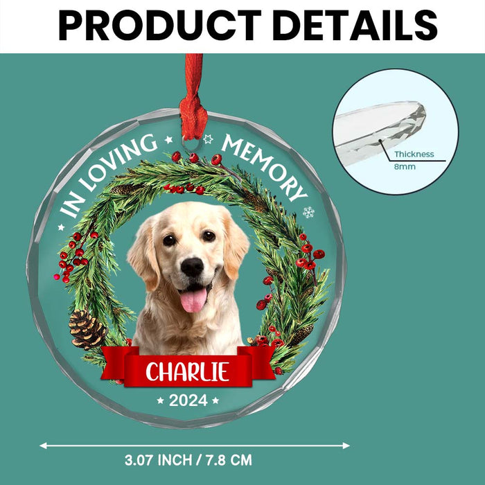 Personalized Christmas, Memorial Gift Custom Photo In Loving Memory Circle Glass Ornament 35161 1