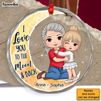Personalized Grandma & Grandkid On Moon Christmas Circle Glass Ornament 35162 thumb 1