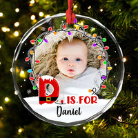 Personalized Gift  For Kid Christmas Circle Glass Ornament 35168 thumb 1