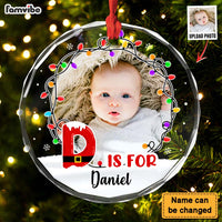 Personalized Gift  For Kid Christmas Circle Glass Ornament 35168 thumb 1