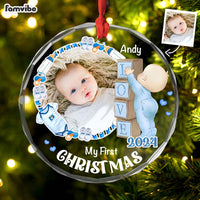 Personalized Gift For Baby First Christmas Circle Glass Ornament 35169 thumb 1