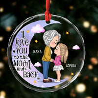 Personalized Gift For Granddaughter Love You To The Moon Circle Glass Ornament 35174 thumb 1