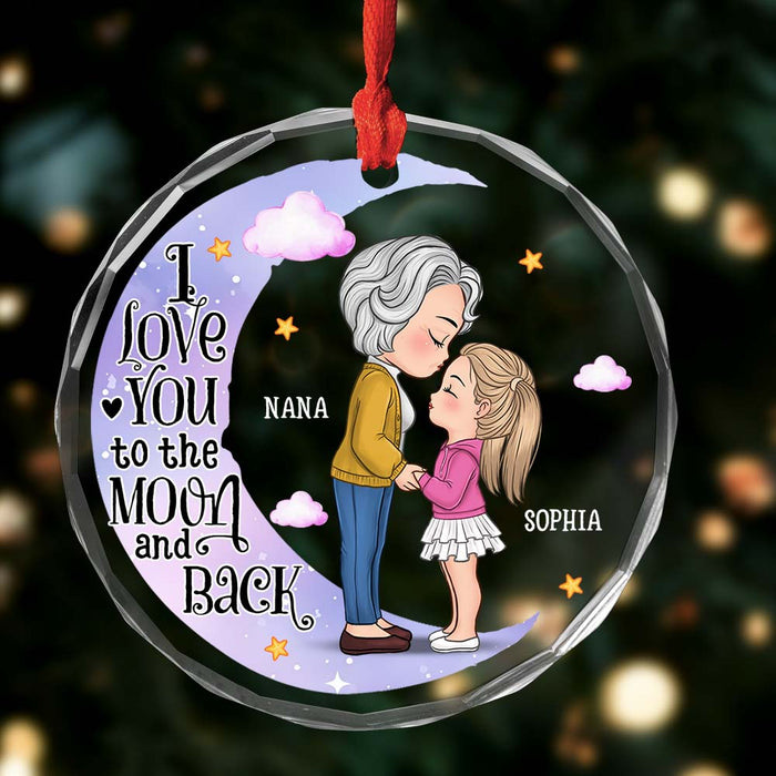 Personalized Gift For Granddaughter Love You To The Moon Circle Glass Ornament 35174 1