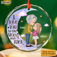 Personalized Gift For Granddaughter Love You To The Moon Circle Glass Ornament 35174 thumb 1
