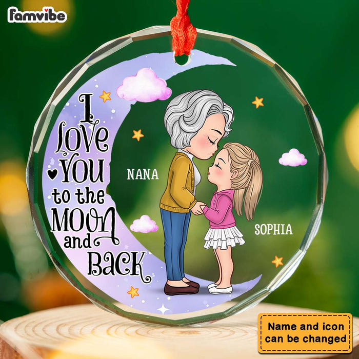 Personalized Gift For Granddaughter Love You To The Moon Circle Glass Ornament 35174 1
