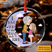 Personalized Gift For Granddaughter Love You To The Moon Circle Glass Ornament 35174 thumb 1