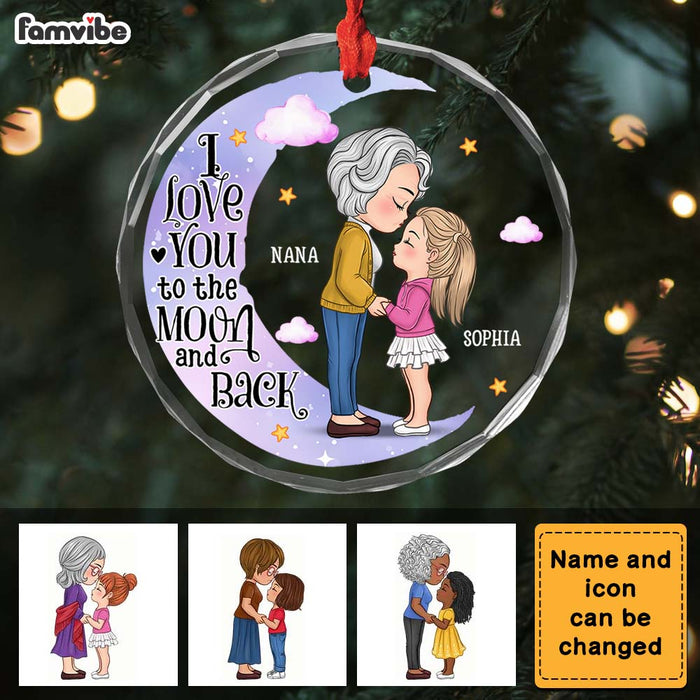 Personalized Gift For Granddaughter Love You To The Moon Circle Glass Ornament 35174 1