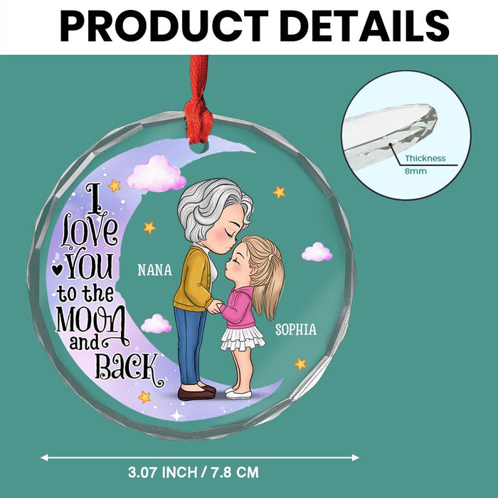 Personalized Gift For Granddaughter Love You To The Moon Circle Glass Ornament 35174 1
