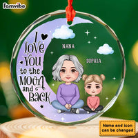 Personalized Grandma & Grandkid On Moon Christmas Circle Glass Ornament 35176 thumb 1