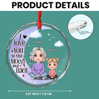Personalized Grandma & Grandkid On Moon Christmas Circle Glass Ornament 35176 thumb 1