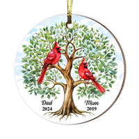 Personalized Dad Mom Memorial Cardinal Tree Of Life New MDF Circle Ornament 35181 thumb 1