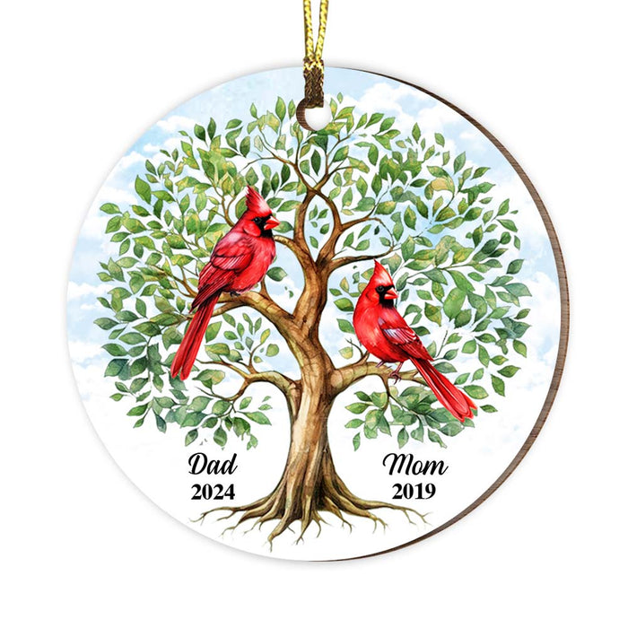 Personalized Dad Mom Memorial Cardinal Tree Of Life New MDF Circle Ornament 35181 1