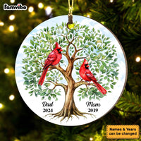 Personalized Dad Mom Memorial Cardinal Tree Of Life New MDF Circle Ornament 35181 thumb 1