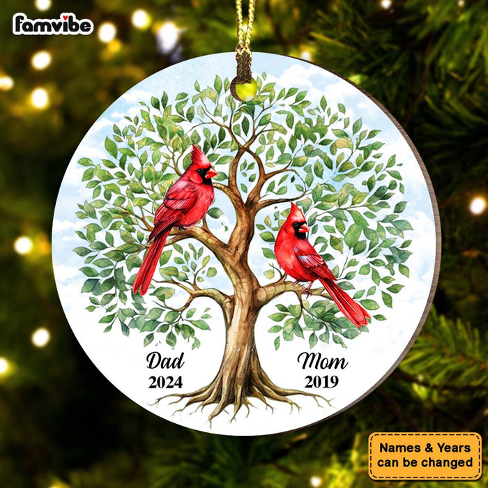 Personalized Dad Mom Memorial Cardinal Tree Of Life New MDF Circle Ornament 35181 1