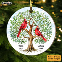Personalized Dad Mom Memorial Cardinal Tree Of Life New MDF Circle Ornament 35181 thumb 1