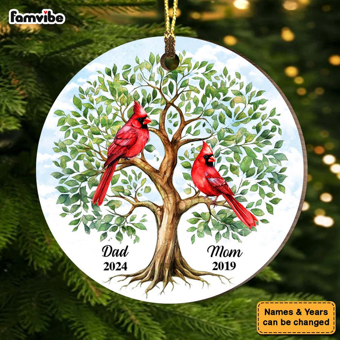 Personalized Dad Mom Memorial Cardinal Tree Of Life New MDF Circle Ornament 35181 1