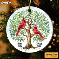 Personalized Dad Mom Memorial Cardinal Tree Of Life New MDF Circle Ornament 35181 thumb 1