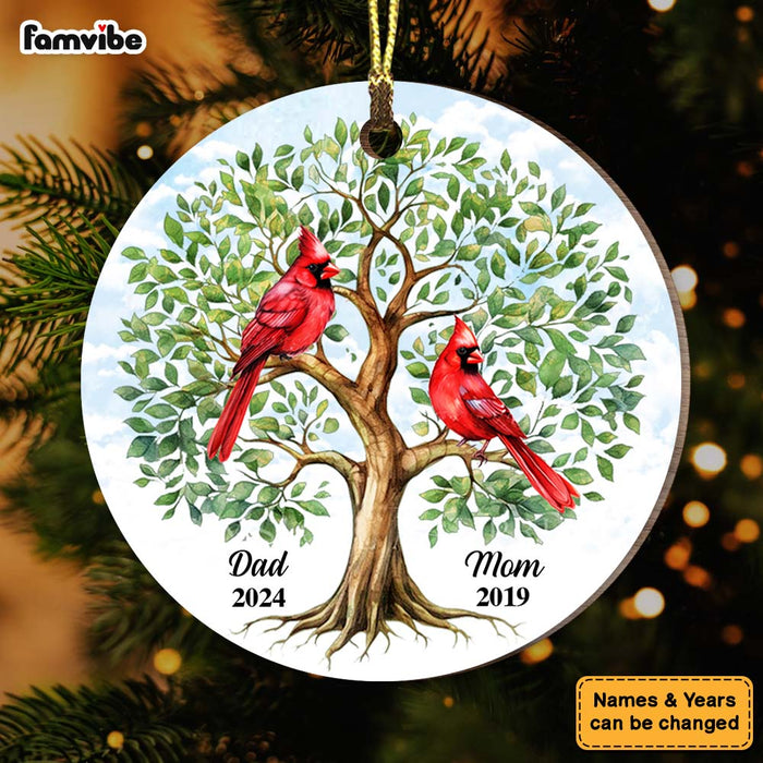 Personalized Dad Mom Memorial Cardinal Tree Of Life New MDF Circle Ornament 35181 1