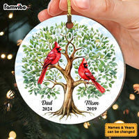 Personalized Dad Mom Memorial Cardinal Tree Of Life New MDF Circle Ornament 35181 thumb 1