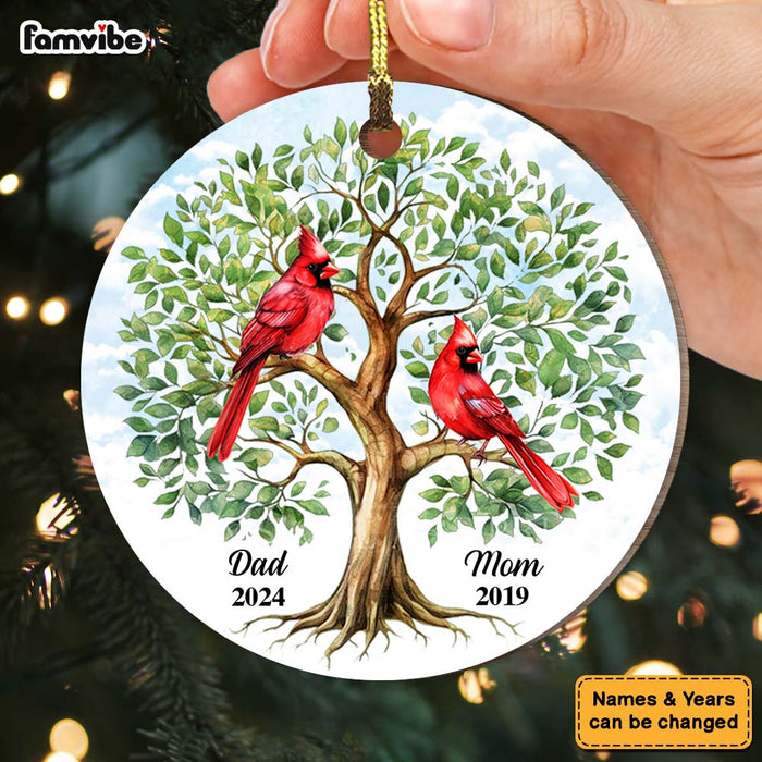 Personalized Dad Mom Memorial Cardinal Tree Of Life New MDF Circle Ornament 35181 1