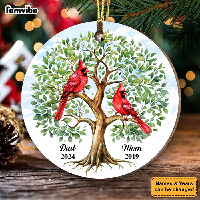 Personalized Dad Mom Memorial Cardinal Tree Of Life New MDF Circle Ornament 35181 1