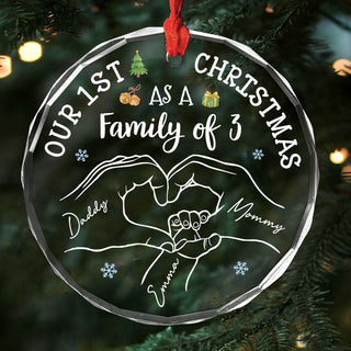 Personalized Baby's First Christmas As A Family Circle Glass Ornament 35185 Primary Mockup