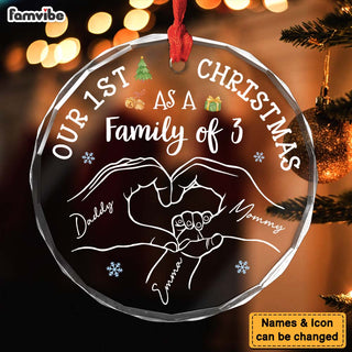 Personalized Baby's First Christmas As A Family Circle Glass Ornament 35185 Primary Mockup