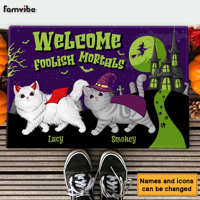Personalized Welcome Foolish Mortals Cat Doormat 35190 1