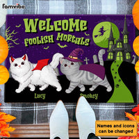 Personalized Welcome Foolish Mortals Cat Doormat 35190 thumb 1