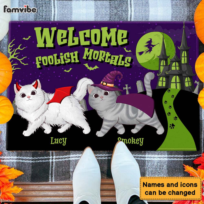 Personalized Welcome Foolish Mortals Cat Doormat 35190 1