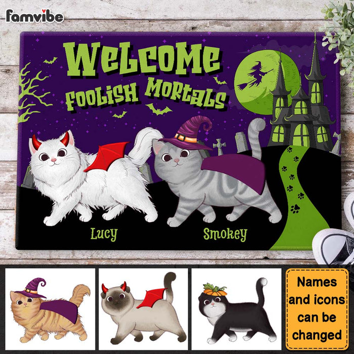 Personalized Welcome Foolish Mortals Cat Doormat 35190 1