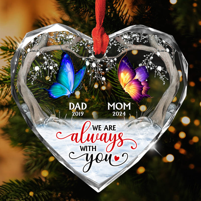 Personalized Memorial Gift For Loved One Butterflies Heart glass ornaments 35205 Heart Glass Ornaments 1