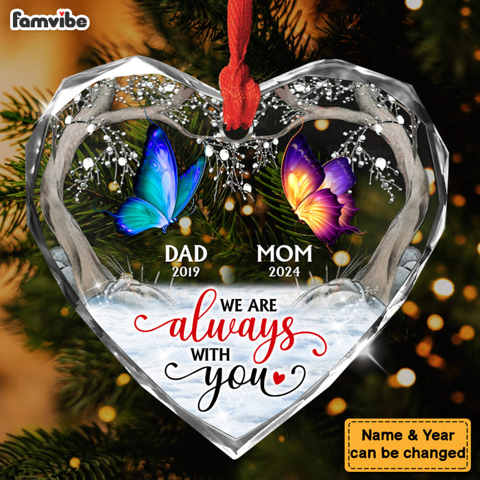 Personalized Memorial Gift For Loved One Butterflies Heart glass ornaments 35205 Heart Glass Ornaments 1