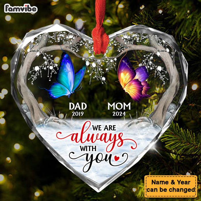 Personalized Memorial Gift For Loved One Butterflies Heart glass ornaments 35205 Heart Glass Ornaments 1