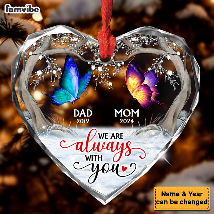 Personalized Memorial Gift For Loved One Butterflies Heart glass ornaments 35205 Heart Glass Ornaments 1