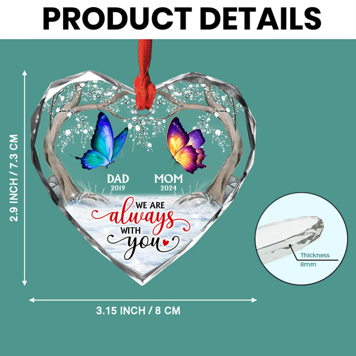 Personalized Memorial Gift For Loved One Butterflies Heart glass ornaments 35205 Heart Glass Ornaments 1