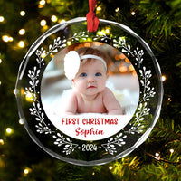 Personalized Baby Photo Ornament for First Christmas Circle Glass Ornament 35210 thumb 1