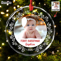 Personalized Baby Photo Ornament for First Christmas Circle Glass Ornament 35210 thumb 1