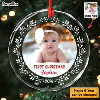 Personalized Baby Photo Ornament for First Christmas Circle Glass Ornament 35210 thumb 1