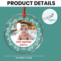 Personalized Baby Photo Ornament for First Christmas Circle Glass Ornament 35210 thumb 1