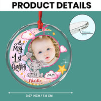 Personalized Baby's First Christmas Animal Upload Photo Circle Glass Ornament 35218 thumb 1