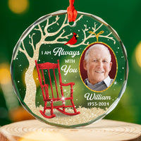 Personalized Memorial Gift Custom Photo I'm Always With You Circle Glass Ornament 35233 thumb 1