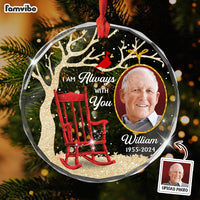 Personalized Memorial Gift Custom Photo I'm Always With You Circle Glass Ornament 35233 thumb 1