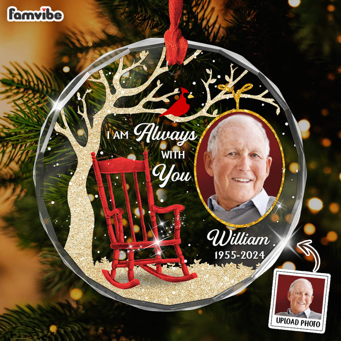 Personalized Memorial Gift Custom Photo I'm Always With You Circle Glass Ornament 35233 1