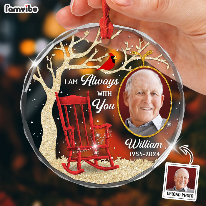 Personalized Memorial Gift Custom Photo I'm Always With You Circle Glass Ornament 35233 1