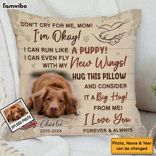 Personalized Memorial Gift Custom Photo Don't Cry For Me I'm Okay Pillow 35239 Primary Mockup