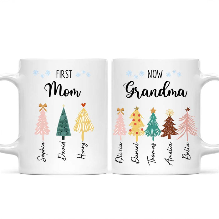 Personalized First Mom Now Grandma Christmas Tree Mug 35260 1