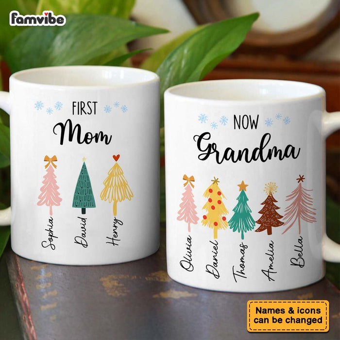 Personalized First Mom Now Grandma Christmas Tree Mug 35260 1